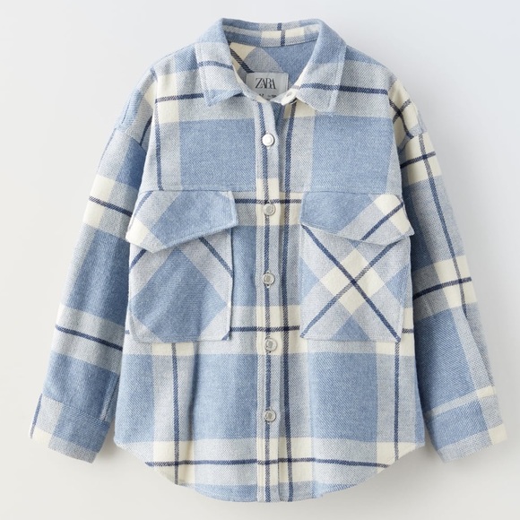 NWT Zara Girls Plaid Oversized Flannel - Picture 1 of 3